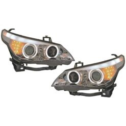 Faróis com Angel Eyes BMW Série 5 E60/E61 Cromado