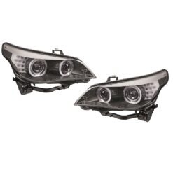 Faróis Xénon com Angel Eyes BMW Série 5 E60/E61 07-10 Negro