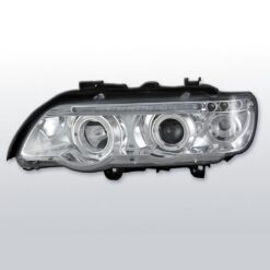 Faróis com Angel Eyes BMW X5 E53 Cromado