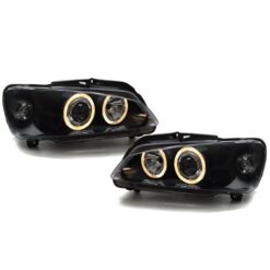 Faróis com Angel Eyes Peugeot 106 Negro