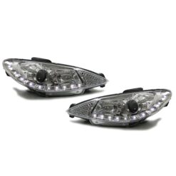 Faróis LED Peugeot 206 Cromado