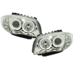 Faróis com Angel Eyes BMW Série 1 E81/E82/E87/E88 Cromado