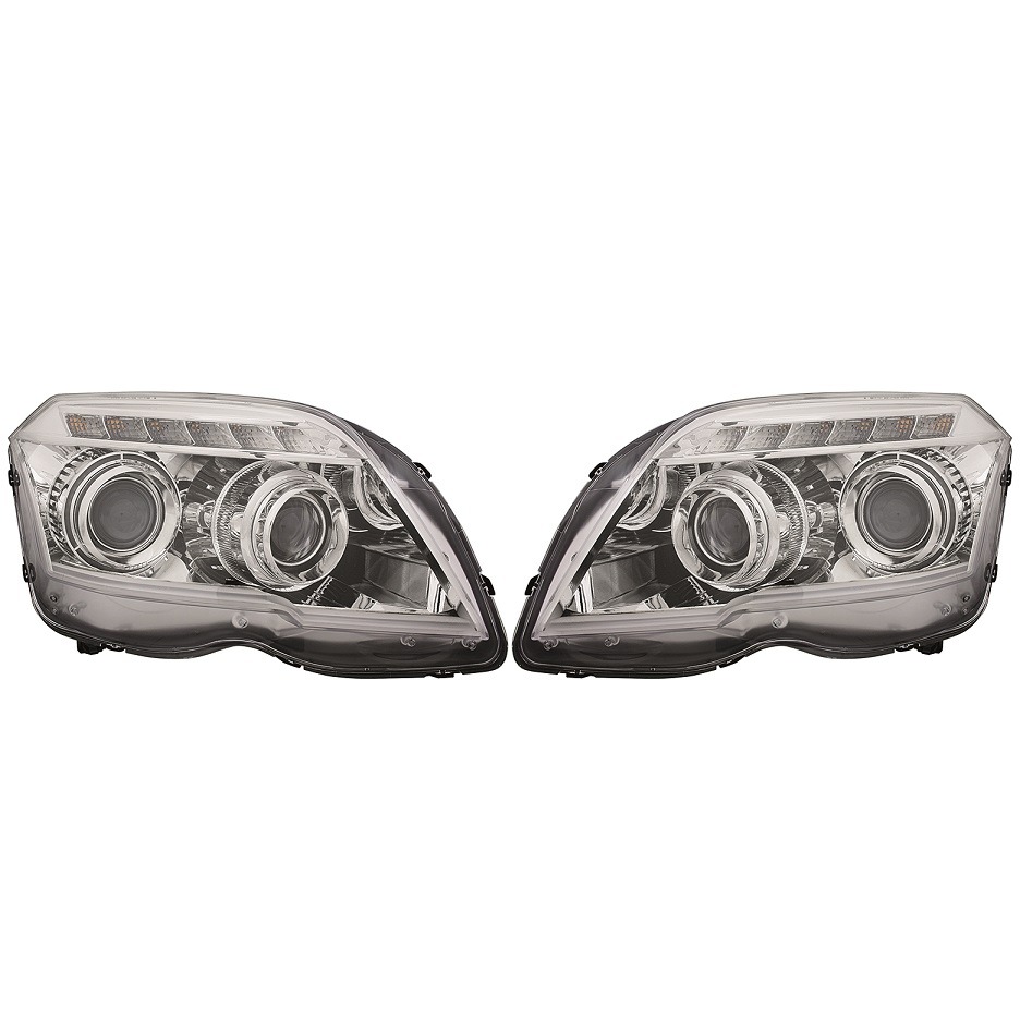 Faróis com Sky Wing Mercedes GLK X204 Cromado