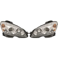 Faróis LED Diurno Mercedes Classe C W204 Cromado