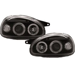 Faróis com Angel Eyes Opel Corsa B Negro