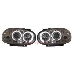 Faróis com Angel Eyes CCFL Volkswagen Golf 4 Cromado