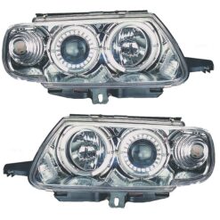 Faróis com Angel Eyes Citroën Saxo Cromado