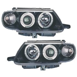 Faróis com Angel Eyes Citroën Saxo Negro