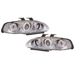Faróis com Angel Eyes Honda Civic Cromado