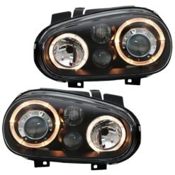 Faróis com Angel Eyes Volkswagen Golf 4 Negro