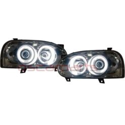 Faróis com Angel Eyes CCFL Volkswagen Golf 3 Cromado