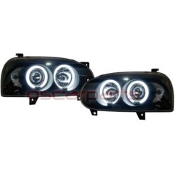 Faróis com Angel Eyes CCFL Volkswagen Golf 3 Negro