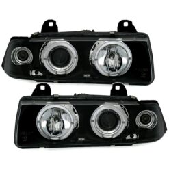 Faróis com Angel Eyes BMW Série 3 E36 CC Negro