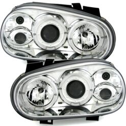 Faróis com Angel Eyes Volkswagen Golf 4 Cromado