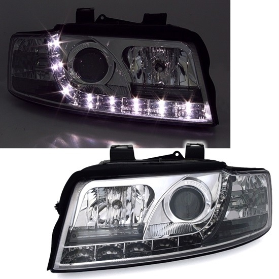 Faróis LED Audi A4 B6 Cromado