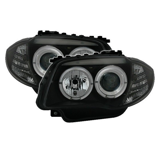 Faróis com Angel Eyes BMW Série 1 E81/E82/E87/E88 Negro