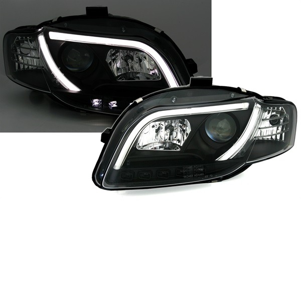 Faróis com Lightbar Audi A4 B7 Negro