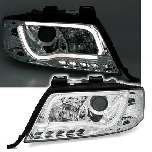 Faróis com Lightbar A6 C5 01-04 Cromado