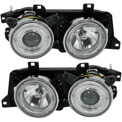 Faróis com Angel Eyes BMW Série 5 E34 + Série 7 E32 Cromado