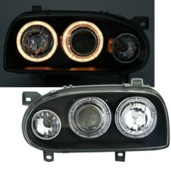 Faróis com Angel Eyes Volkswagen Golf 3 Negro