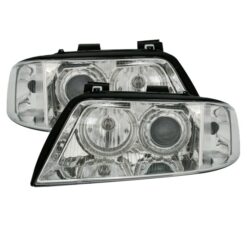 Faróis com Angel Eyes Audi A6 4B 97-99 Cromado