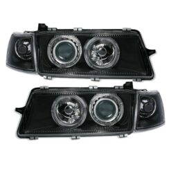 Faróis com Angel Eyes Opel Vectra A Negro