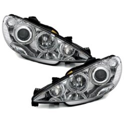 Faróis com Angel Eyes Peugeot 206 Cromado