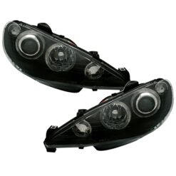 Faróis com Angel Eyes Peugeot 206 Negro