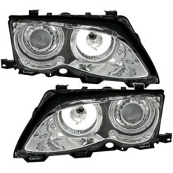 Faróis com Angel Eyes CCFL BMW Série 3 E46 01-05 Cromado