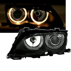 Faróis com Angel Eyes BMW Série 3 E46 01-05 Negro