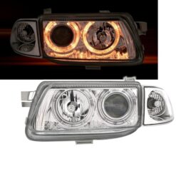 Faróis com Angel Eyes Opel Astra F Cromado