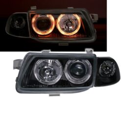 Faróis com Angel Eyes Opel Astra F Negro