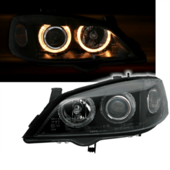Faróis com Angel Eyes Opel Astra G Negro