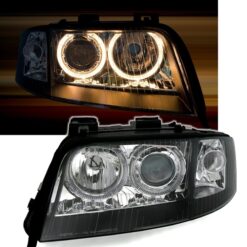Faróis Xénon com Angel Eyes Audi A6 4B 01-04 Negro