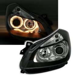 Faróis com Angel Eyes Renault Clio 3 Negro