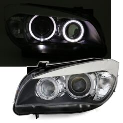 Faróis com Angel Eyes BMW X1 E84 Negro