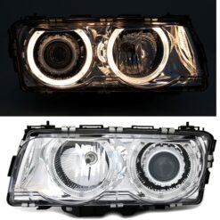 Faróis com Angel Eyes BMW Série 7 E38 Cromado