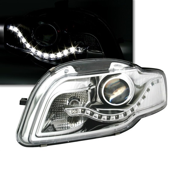 Faróis LED Audi A4 B7 Cromado