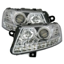 Faróis LED + Angel Eyes Audi A6 4F Cromado