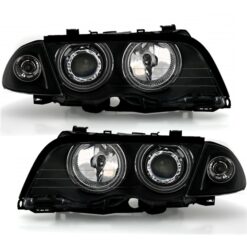 Faróis com Angel Eyes CCFL BMW Série 3 E46 98-01 Negro