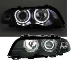 Faróis com Angel Eyes BMW Série 3 E46 98-01 Negro