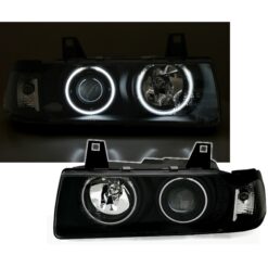Faróis com Angel Eyes CCFL BMW Série 3 E36 CC Negro