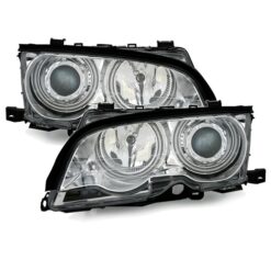 Faróis com Angel Eyes CCFL BMW Série 3 E46 Cabrio/Coupé 99-01 Cromado