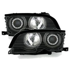 Faróis com Angel Eyes CCFL BMW Série 3 E46 Cabrio/Coupé 99-01 Negro