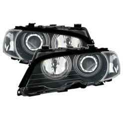 Faróis com Angel Eyes CCFL BMW Série 3 E46 Cabrio/Coupé 99-03 Negro