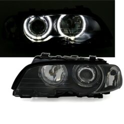 Faróis com Angel Eyes BMW Série 3 E46 Cabrio/Coupé 99-03 Negro