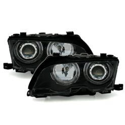 Faróis com Angel Eyes BMW Série 3 E46 Cabrio/Coupé 01-03 Negro