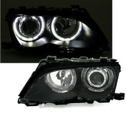 Faróis com Angel Eyes BMW Série 3 E46 01-05 Negro