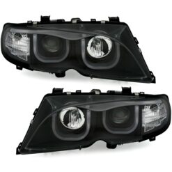 Faróis com Angel Eyes 3D BMW Série 3 E46 01-05 Negro