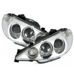 Faróis com Angel Eyes CCFL Peugeot 206 Cromado